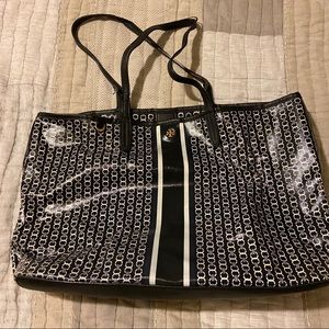 Tory Burch Gemini Link Coated Canvas Tote (navy)